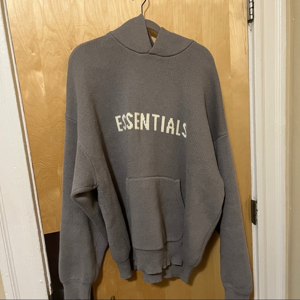 Fear of God Essentials SS21 Grey Knit Pullover Hoodie